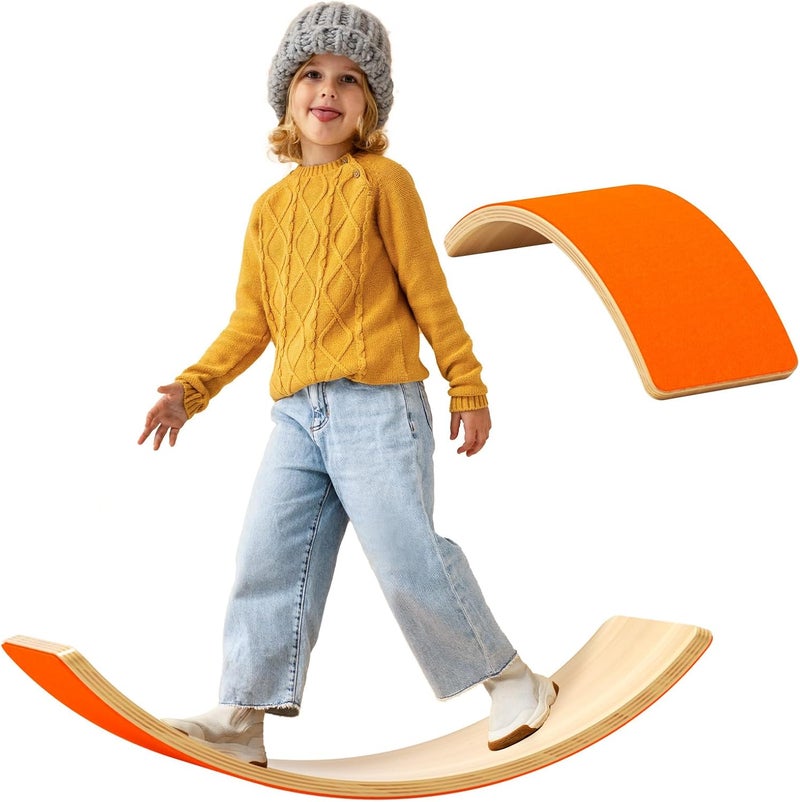 EDUTREE Wooden Wobble Balance Board for Kids, Balance Beam Rocker Board for Toddlers Adults, Montessori Waldorf Learning Toys for Yoga Exercise - Image 1